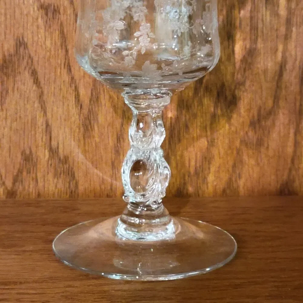 Vintage Cambridge Chantilly Low Water Goblet, Crystal Etched, Clear 6-1/2